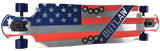 OutLaw American Flag Longboard Skateboard 42" Frosty